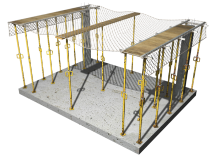 Filet de protection sous plancher avec système de coffrage partiel